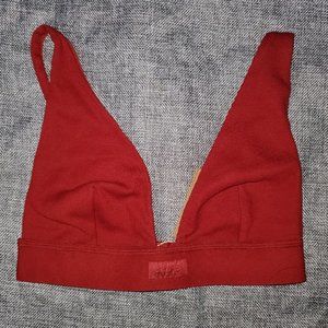NWT SKIMS Small Cotton Rib Plunge Bralette Brick